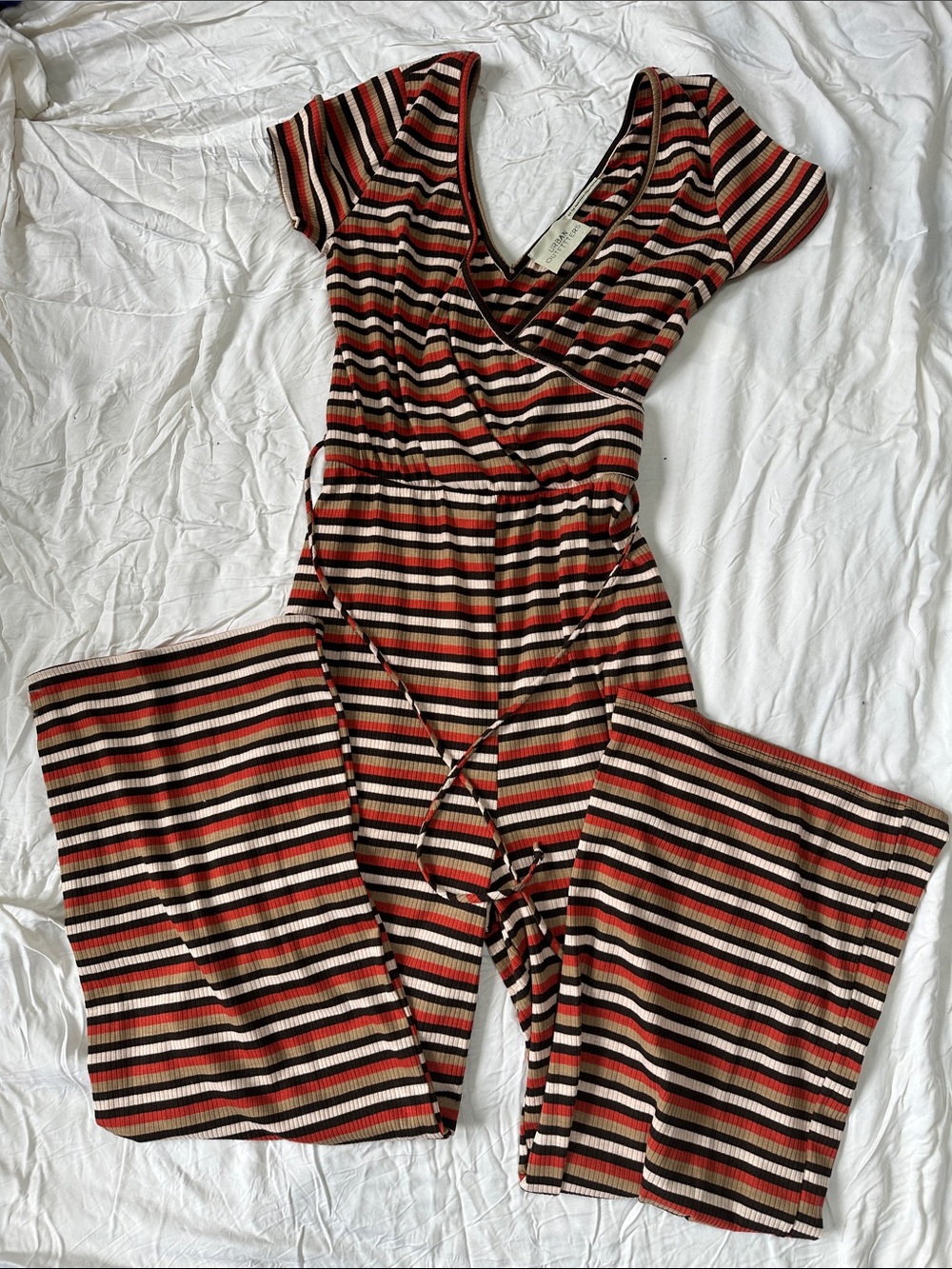Urban Outfitters Striped Wrap Jumpsuit